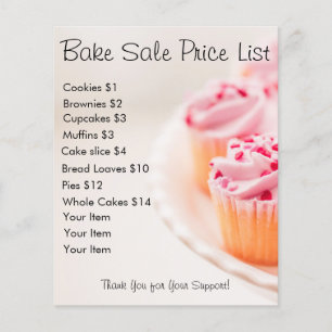 Kostprijslijst roze koekjes flyer
