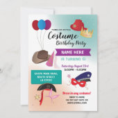 Kostume Fancy Dress Birthday Party nodigt uit Kaart (Voorkant)