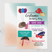 Kostume Fancy Dress Birthday Party nodigt uit Kaart (Voorkant / Achterkant)