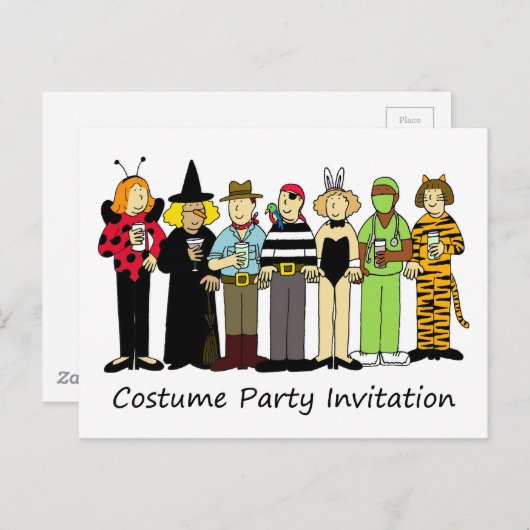 Kostume Party Invitation Children in Fancy dress Uitnodiging Briefkaart (Voorkant / Achterkant)