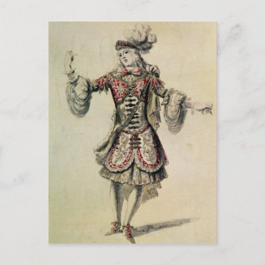 kostumeontwerp voor een mannelijke danser, c.1681 briefkaart (Voorkant)