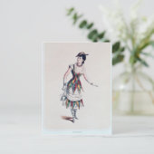 kostumeontwerp voor een vrouw harlequin, c.1880 briefkaart (Staand voorkant)