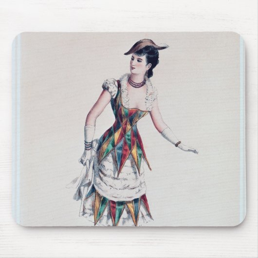 kostumeontwerp voor een vrouw harlequin, c.1880 muismat (Voorkant)