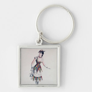 kostumeontwerp voor een vrouw harlequin, c.1880 sleutelhanger