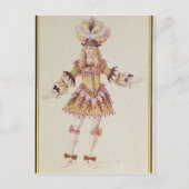 kostumeontwerp voor mannelijke danseres, c.1660 briefkaart (Voorkant)