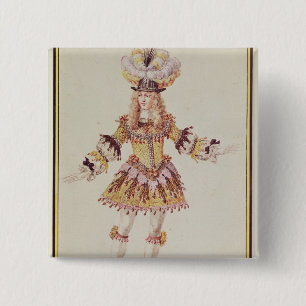 kostumeontwerp voor mannelijke danseres, c.1660 vierkante button 5,1 cm