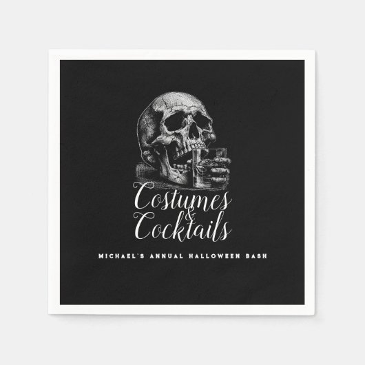 Kostuum en cocktails Black Halloween Party Servet (Voorkant)