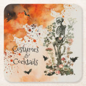 Kostuum en cocktails spookbos Halloween Kartonnen Onderzetters (Voorkant)