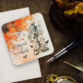 Kostuum en cocktails spookbos Halloween Kartonnen Onderzetters