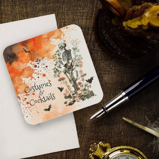 Kostuum en cocktails spookbos Halloween Kartonnen Onderzetters