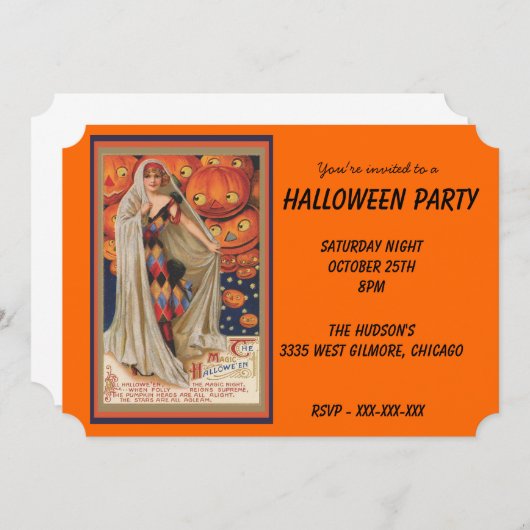  kostuum en pomkins Halloween Uitnodiging (Voorkant / Achterkant)