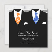 Kostuum en Stropdas Gay Save The Date Mr. & Mr. We Magnetische Uitnodiging (Voorkant)