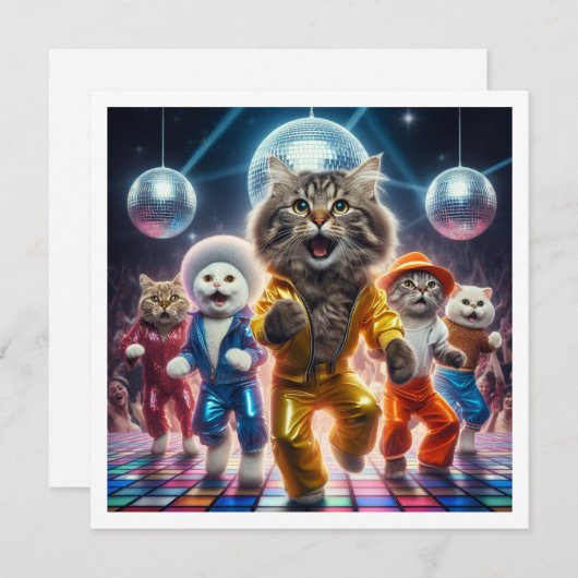Kostuum feest, Disco Dance party, kat Kaart (Voorkant / Achterkant)
