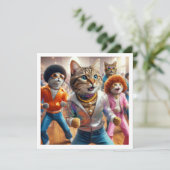 Kostuum feest, Disco Dance party, kat Kaart (Staand voorkant)