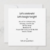 Kostuum feest, Disco Dance party, kat Kaart (Achterkant)