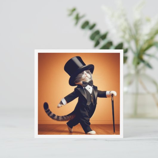 Kostuum feest, Tap dans, Dans feest, kat Kaart (Staand voorkant)