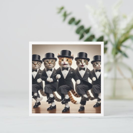 Kostuum feest, Tap dans, Dans feest, kat Kaart (Staand voorkant)