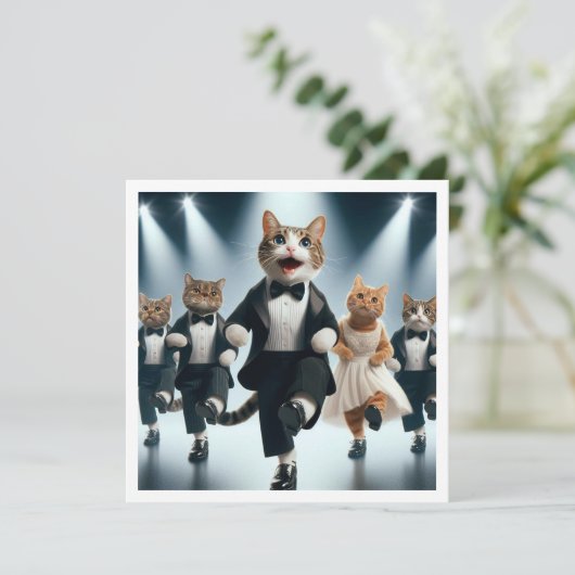 Kostuum feest, Tap dans, Dans feest, kat Kaart (Staand voorkant)