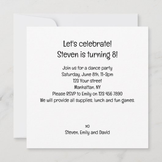 Kostuum feest, Tap dans, Dans feest, kat Kaart (Achterkant)