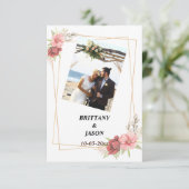 Kostuum Foto Goud Elegant Bruiloft Dank u Kaart (Staand voorkant)