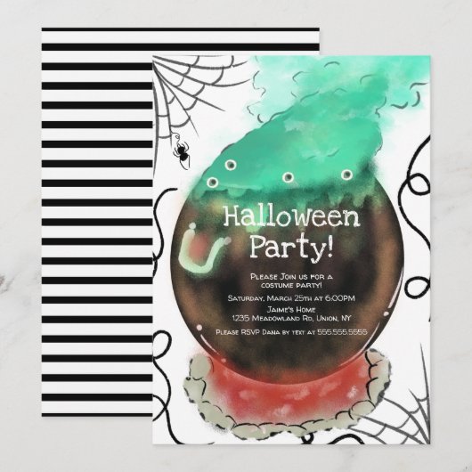 Kostuum Halloween Feest Spoken Heks Toverketel Kaart (Voorkant / Achterkant)