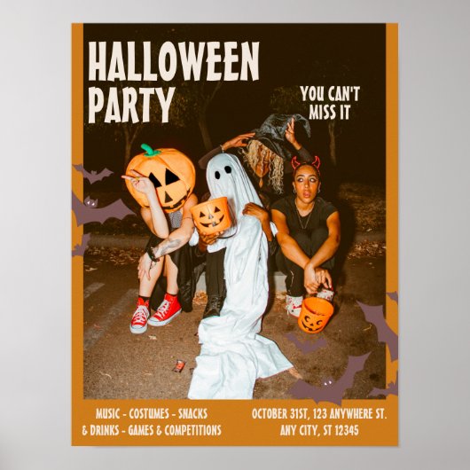 Kostuum Halloween Party,  bewerkbaar Halloween Poster (Voorkant)