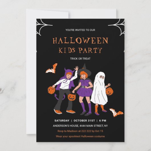 Kostuum Kinder Halloween Invitation Kaart (Voorkant)