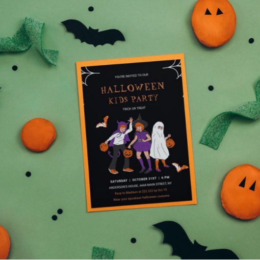 Kostuum Kinder Halloween Invitation Kaart