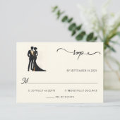 Kostuum Mannen Adult Tuxedo Bold Zwart Stropdas Br RSVP Kaartje (Staand voorkant)