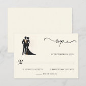 Kostuum Mannen Adult Tuxedo Bold Zwart Stropdas Br RSVP Kaartje (Voorkant / Achterkant)