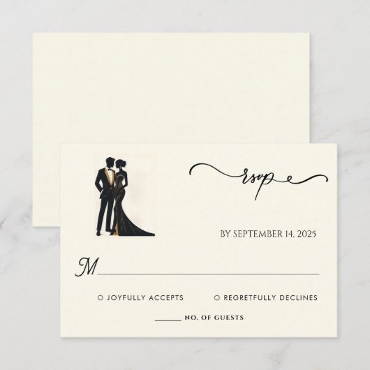 Kostuum Mannen Adult Tuxedo Bold Zwart Stropdas Br RSVP Kaartje (Voorkant / Achterkant)