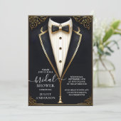 Kostuum Mannen Tuxedo Bold Zwart Stropdas Vrijgeze Kaart (Staand voorkant)