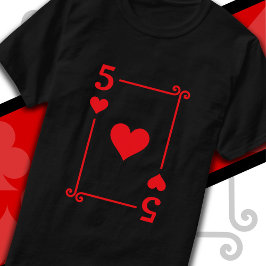 Kostuum met 5 Harten Kaart Vijf Kaarten T-shirt