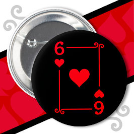 Kostuum met speelkaarten Zeskaart 6 Harten Ronde Button 5,7 Cm