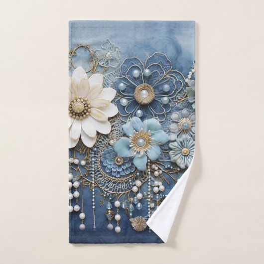 Kostuum sieraden op blauw Denim Bad Handdoek (Handdoek)