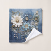 Kostuum sieraden op blauw Denim Bad Handdoek (Wasdoekje)