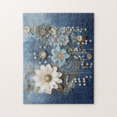 Kostuum sieraden op blauw Denim Legpuzzel (Verticaal)