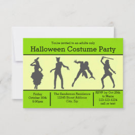 Kostuum Silhouet Groen-3x5Halloween Feest Uitnodig Kaart