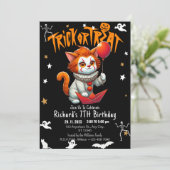Kostuum Trick or treat Halloween Kat Verjaardag Pa Kaart (Staand voorkant)