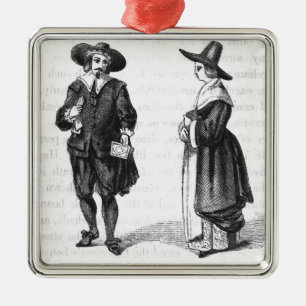 Kostuum van de pelgrims metalen ornament