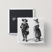 Kostuum van de pelgrims vierkante button 5,1 cm (Voorkant /achterkant)
