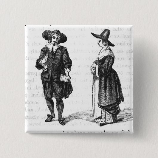 Kostuum van de pelgrims vierkante button 5,1 cm (Voorkant)