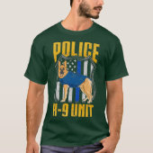 Kostuum van de politie K9 met blauwe lijn T-shirt (Voorkant)