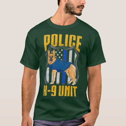 Kostuum van de politie K9 met blauwe lijn T-shirt (Voorkant)