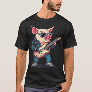 Kostuum van wilde zwijn dat gitaar speelt voor man t-shirt