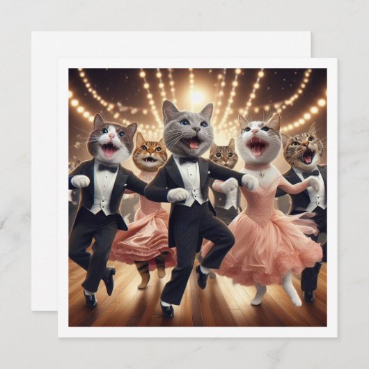 Kostuumfeest, Ballroom dansfeest, kat Kaart (Voorkant / Achterkant)