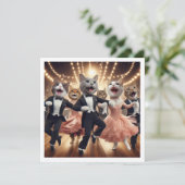 Kostuumfeest, Ballroom dansfeest, kat Kaart (Staand voorkant)