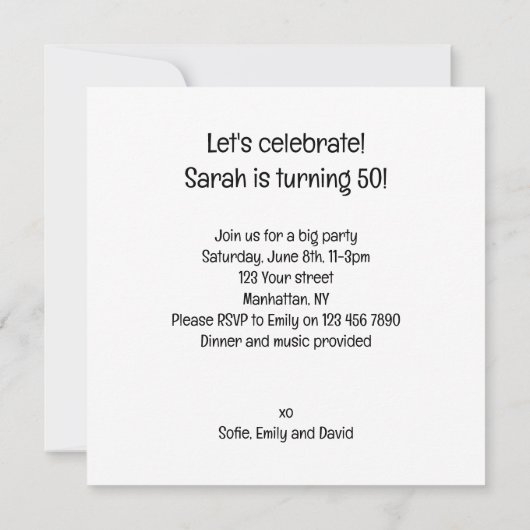 Kostuumfeest, Ballroom dansfeest, kat Kaart (Achterkant)