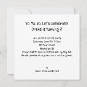 Kostuumfeest, Hip Hop dans, Dansfeest, kat Kaart (Achterkant)