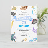 Kostuumfeest Kinder Blue Boy Dress Up Verjaardag Kaart (Staand voorkant)